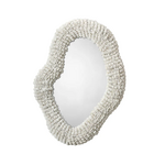 Outside The Box 41" Amoeba White Hand Carved Mango & Acaia Wood Beaded Mirror