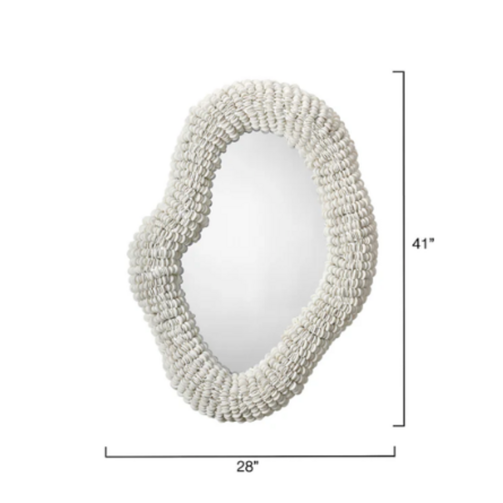 Outside The Box 41" Amoeba White Hand Carved Mango & Acaia Wood Beaded Mirror