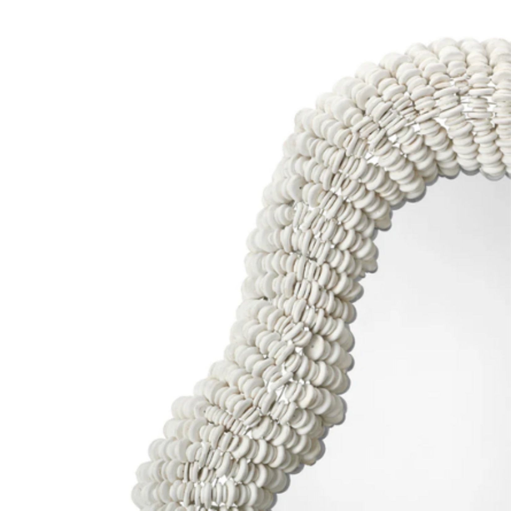 Outside The Box 41" Amoeba White Hand Carved Mango & Acaia Wood Beaded Mirror