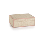 Outside The Box 13x10x5 Lulu Natural Raffia With Pink Leather Trim Box