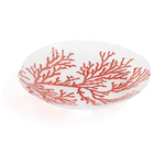Outside The Box 15" Coral & Frosted White Glass Bowl