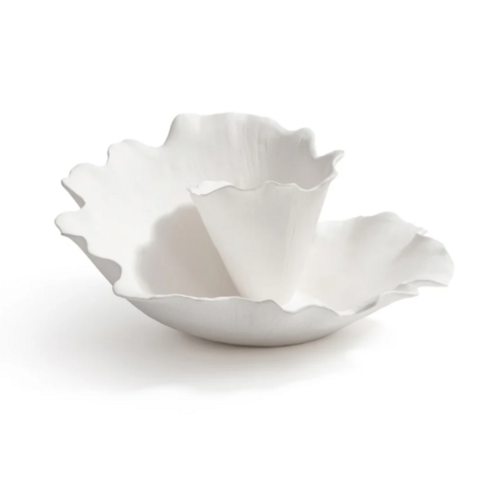 Outside The Box 15x7 Oceana White Hand Made Ceramic Tabletop Centerpiece