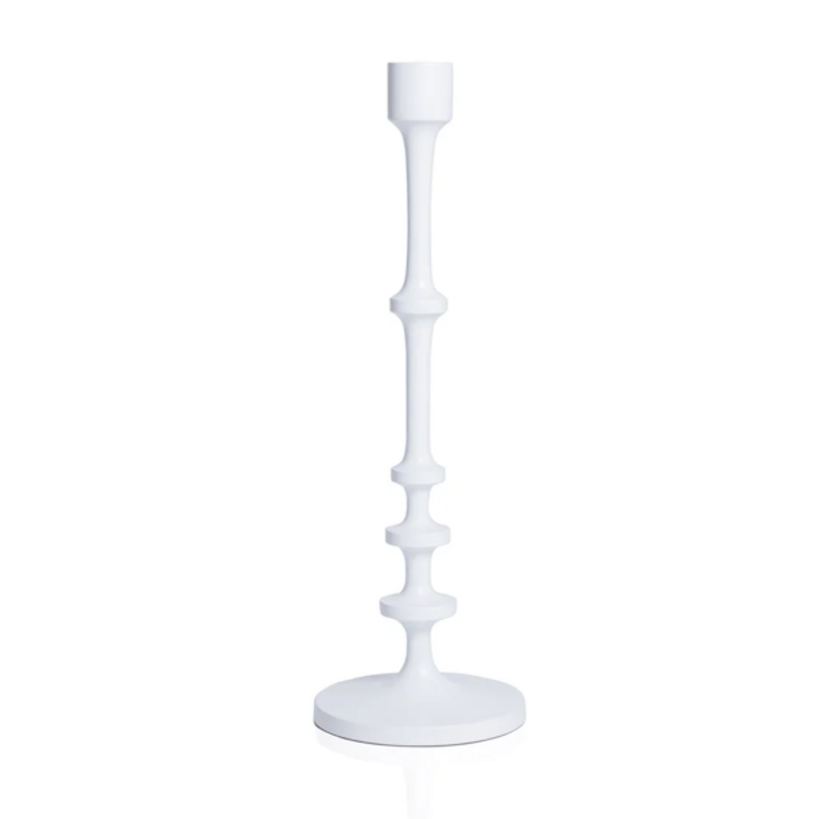 Outside The Box 19" Lilou Matte White Alloy Taper Candle Holder
