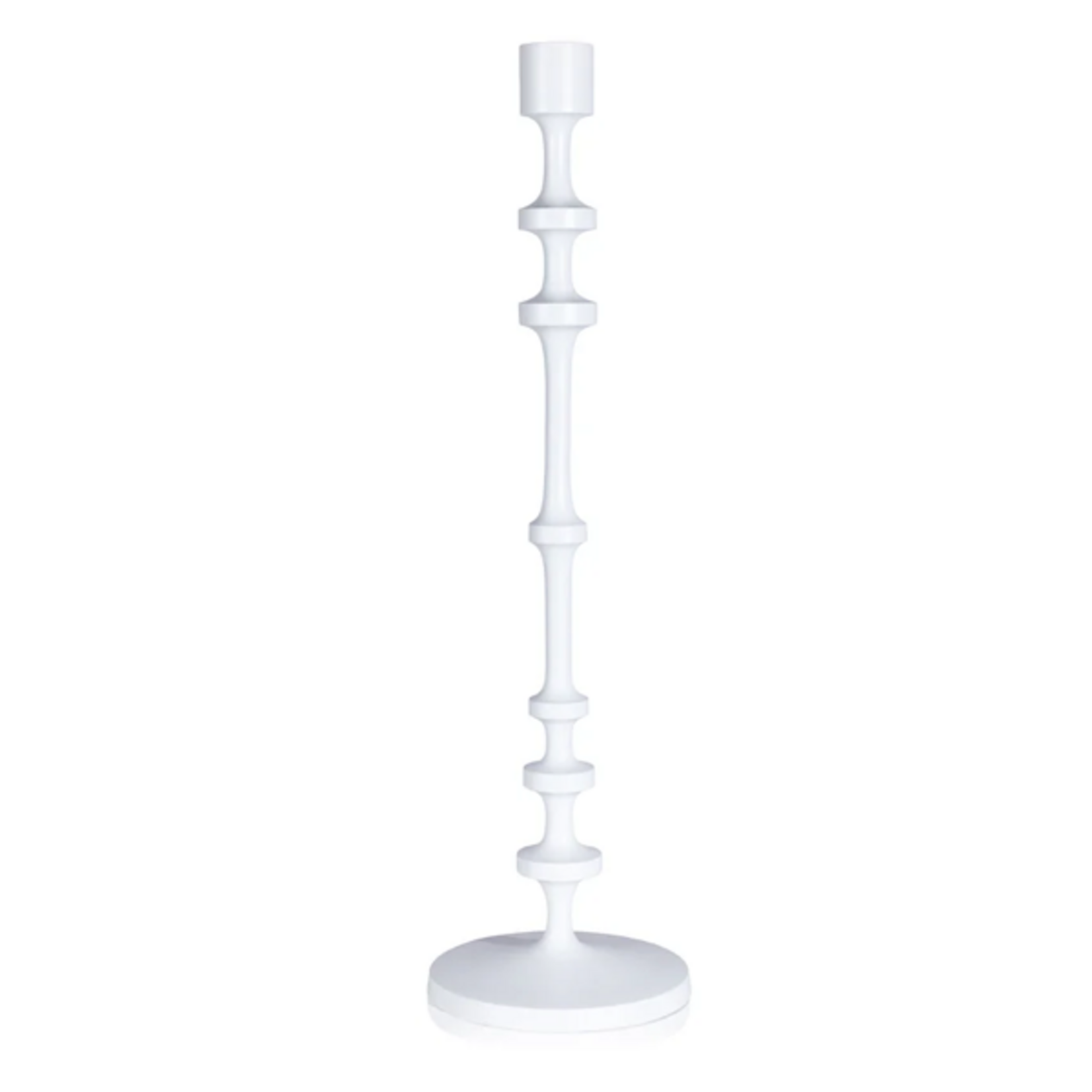 Outside The Box 25" Lilou Matte White Alloy Taper Candle Holder