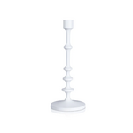 13" Lilou Matte White Alloy Taper Candle Holder