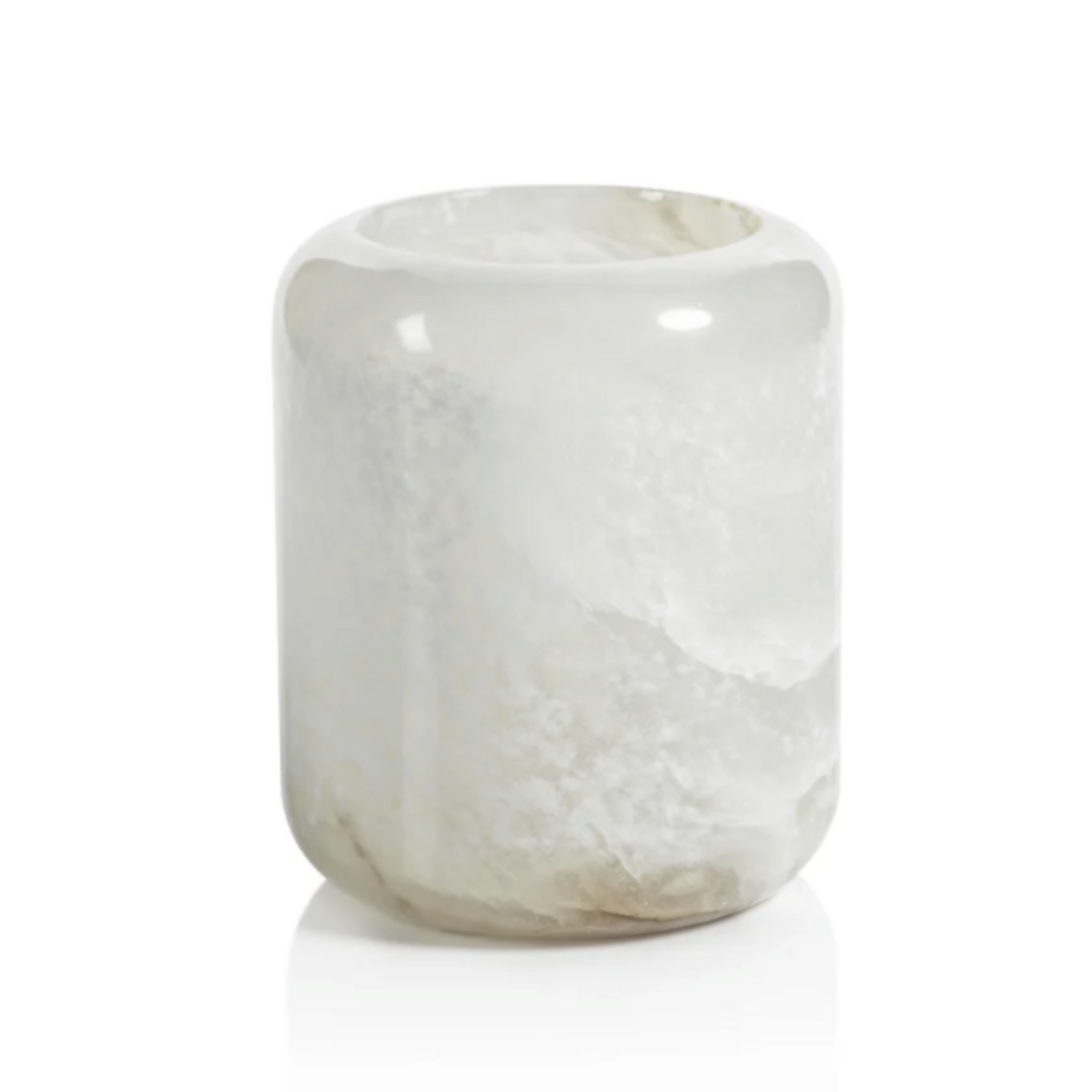 Outside The Box 6" Teran Polished Alabaster Stone Candle Holder