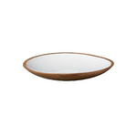 Outside The Box 22" Madras White Enamel & Mango Wood Oval Bowl