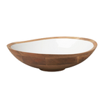 Outside The Box 17" Madras White Enamel & Mango Wood Round Bowl