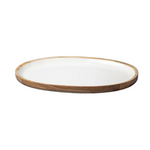 Outside The Box 15" Madras White Enamel & Mango Wood Round Platter