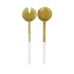 Outside The Box 12" Set Of 2 Madras Curva White Enamel & Mango Wood Serving Utensils