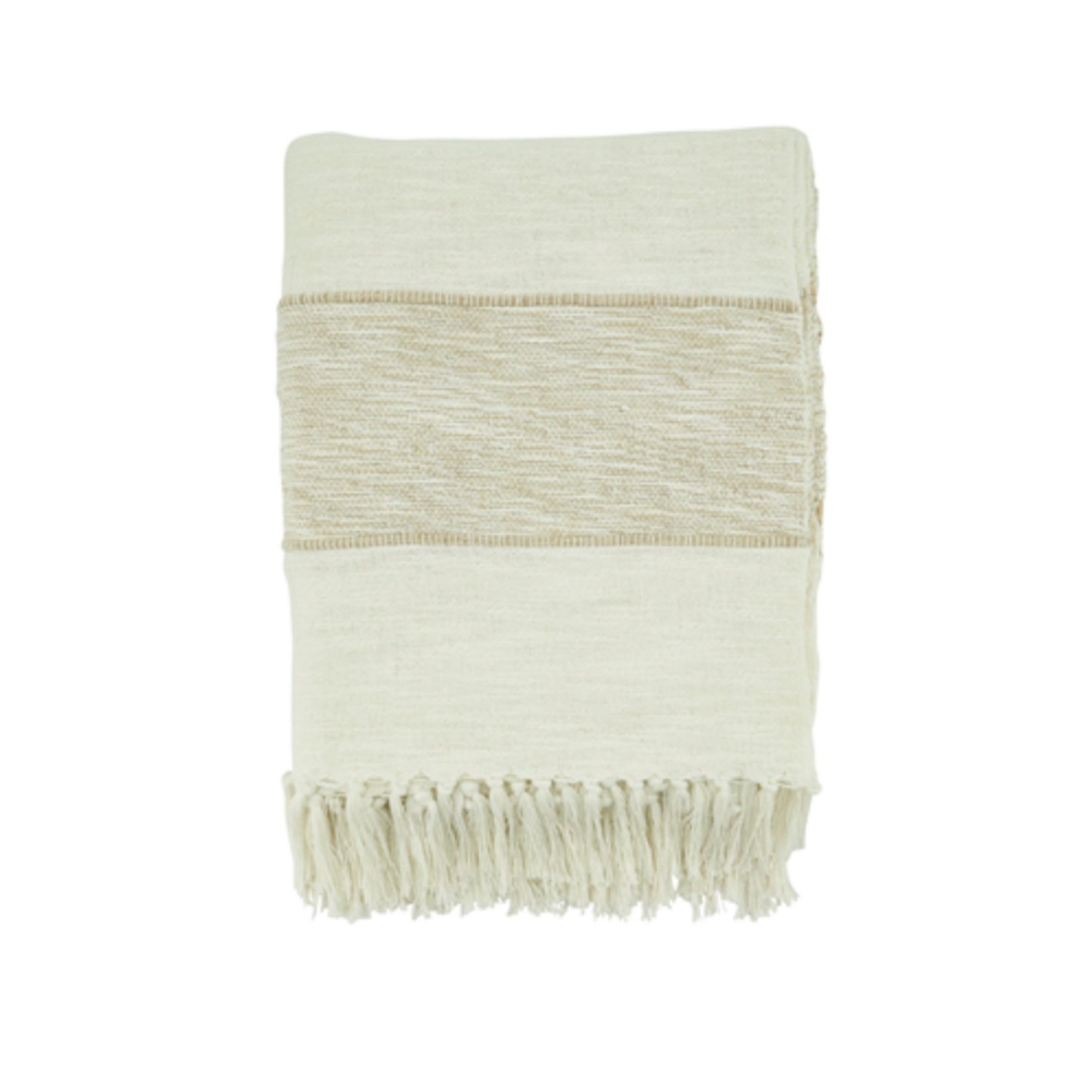 Outside The Box 50x60 Natural Stripe 100% Cotton Throw Blanket - TH505