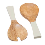 Outside The Box 14" Set Of 2 Madras Sage Enamel & Mango Wood Serving Utensils