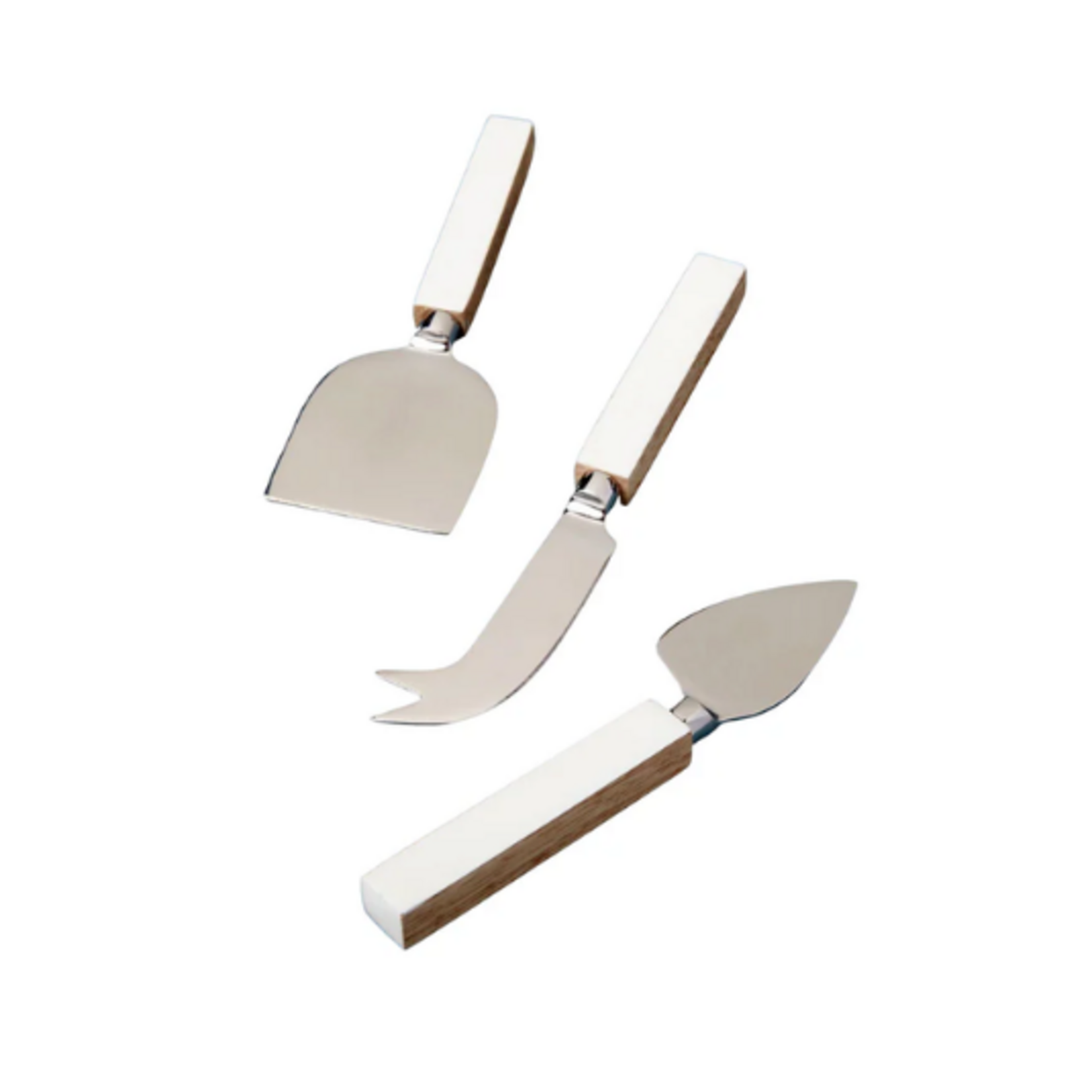 Outside The Box 8" Set Of 4 Madras White Enamel Charcuterie Utensils