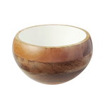 Outside The Box 10" Madras Curva White Enamel & Mango Wood Bowl
