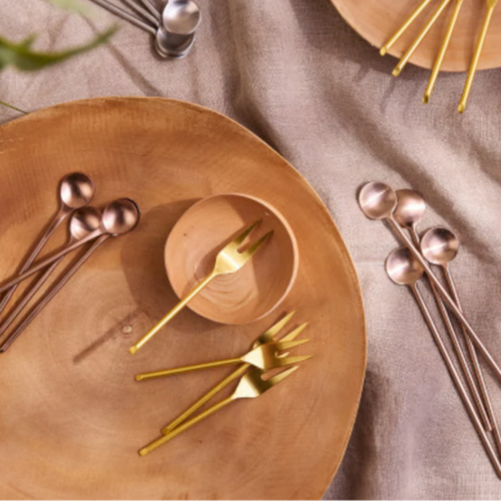 Outside The Box 14" Set Of 4 Gold Hand Crafted Stainless Steel Forks