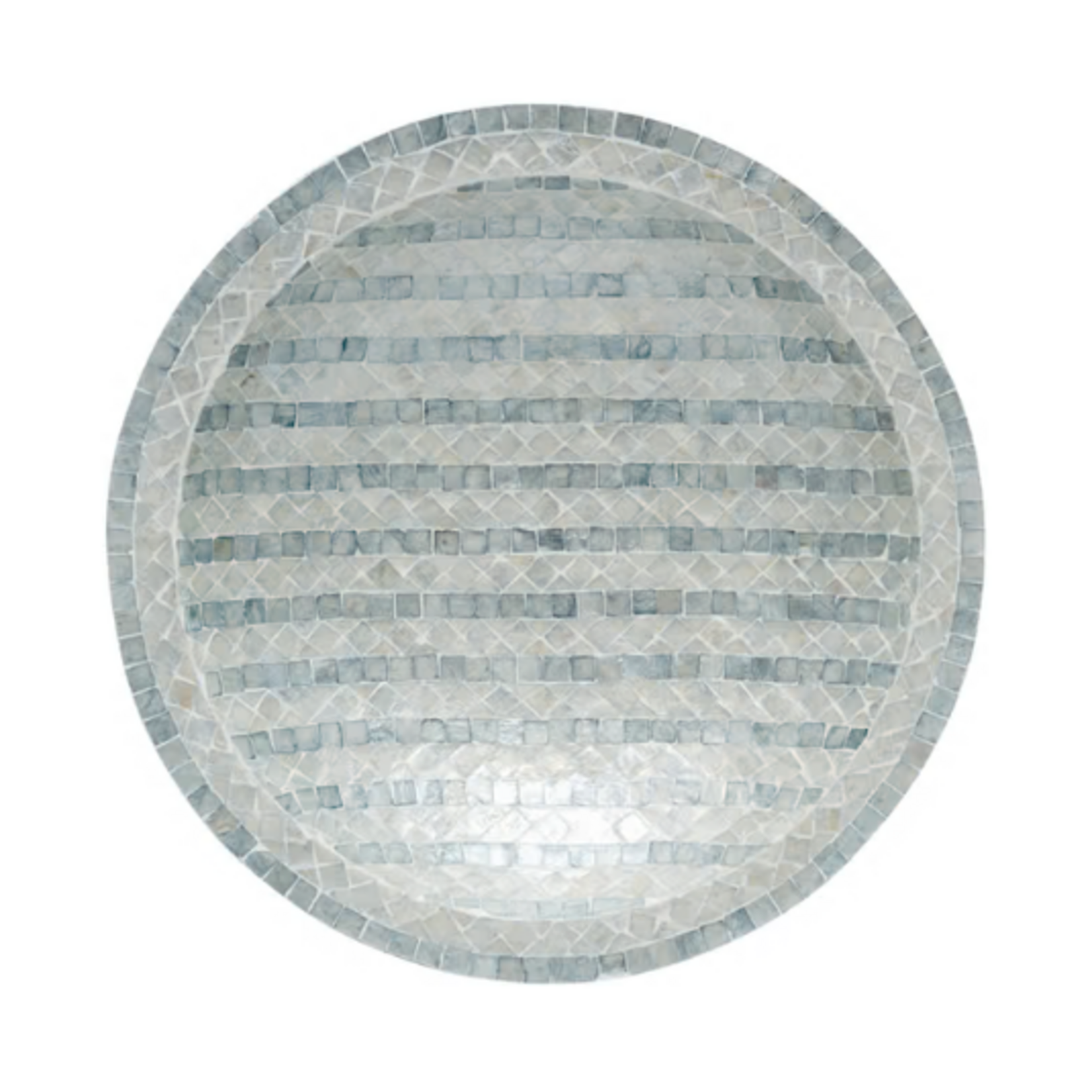 Outside The Box 20" Capiz White & Blue Bowl