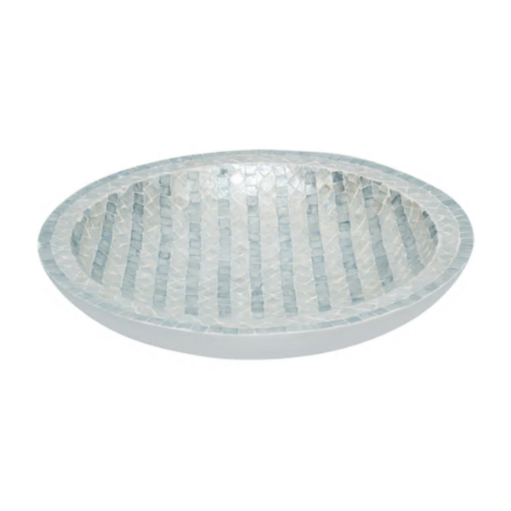 Outside The Box 20" Capiz White & Blue Bowl