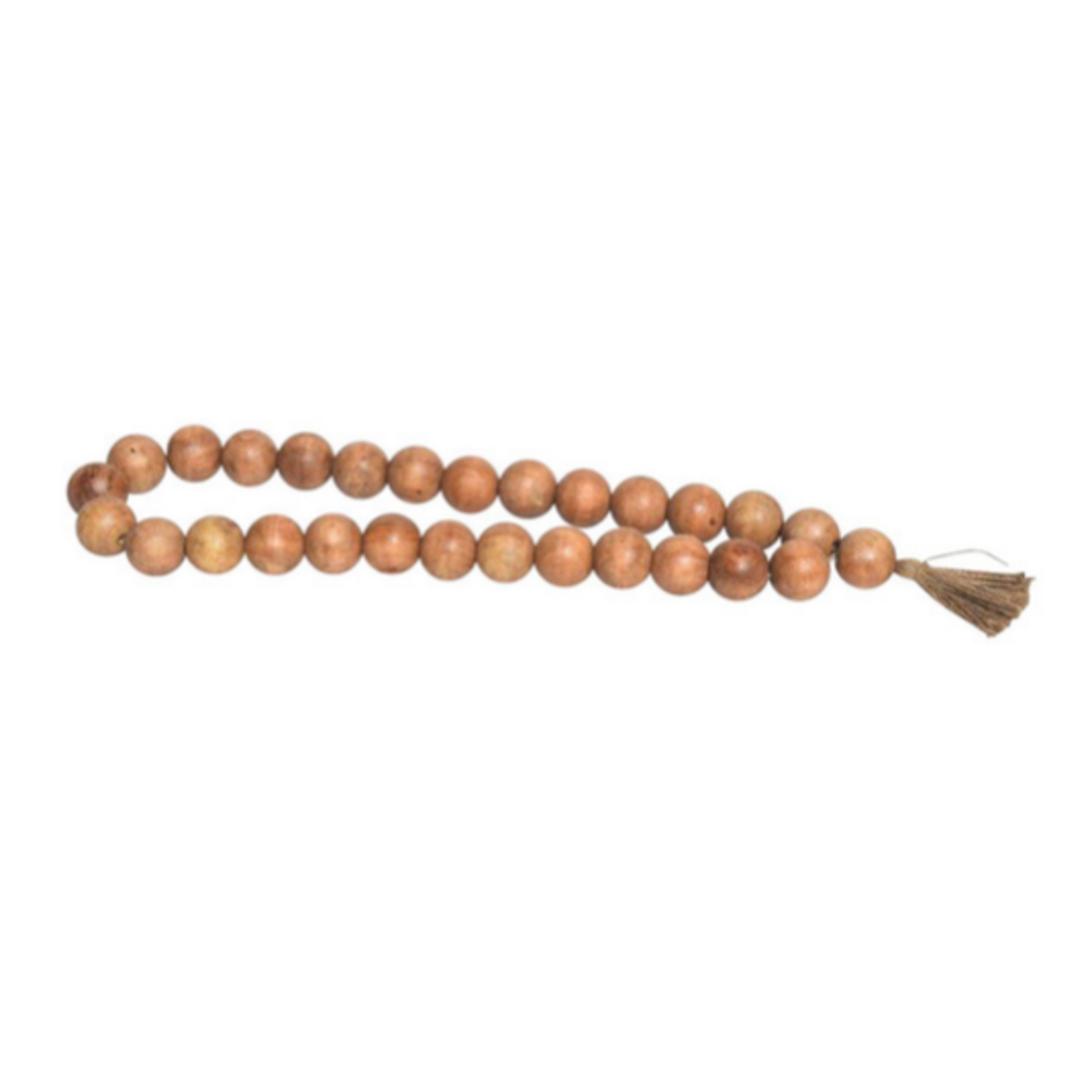 Outside The Box 32" Natural Mango Wood Beaded Garland W / Tassel