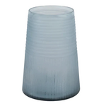 Outside The Box 8" Blue Etched Lines Tapered Glass Vase