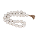 Outside The Box 32" White Mango Wood Beaded Garland W / Tassel