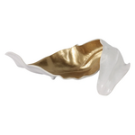 Outside The Box 18" White & Gold Hand Crafted Aluminum Leaf Tray / Sculpture