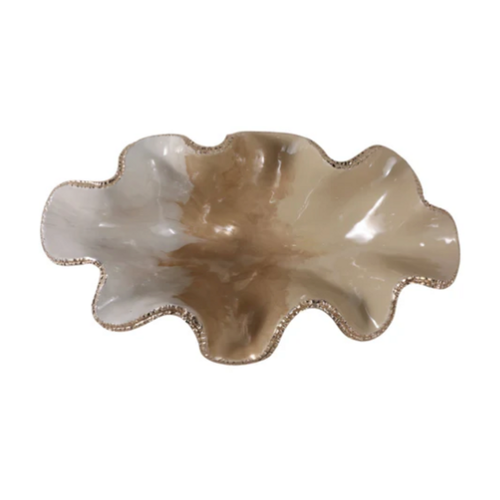 Outside The Box 20x12 White, Tan & Gold Curvy Aluminum Shell Tray