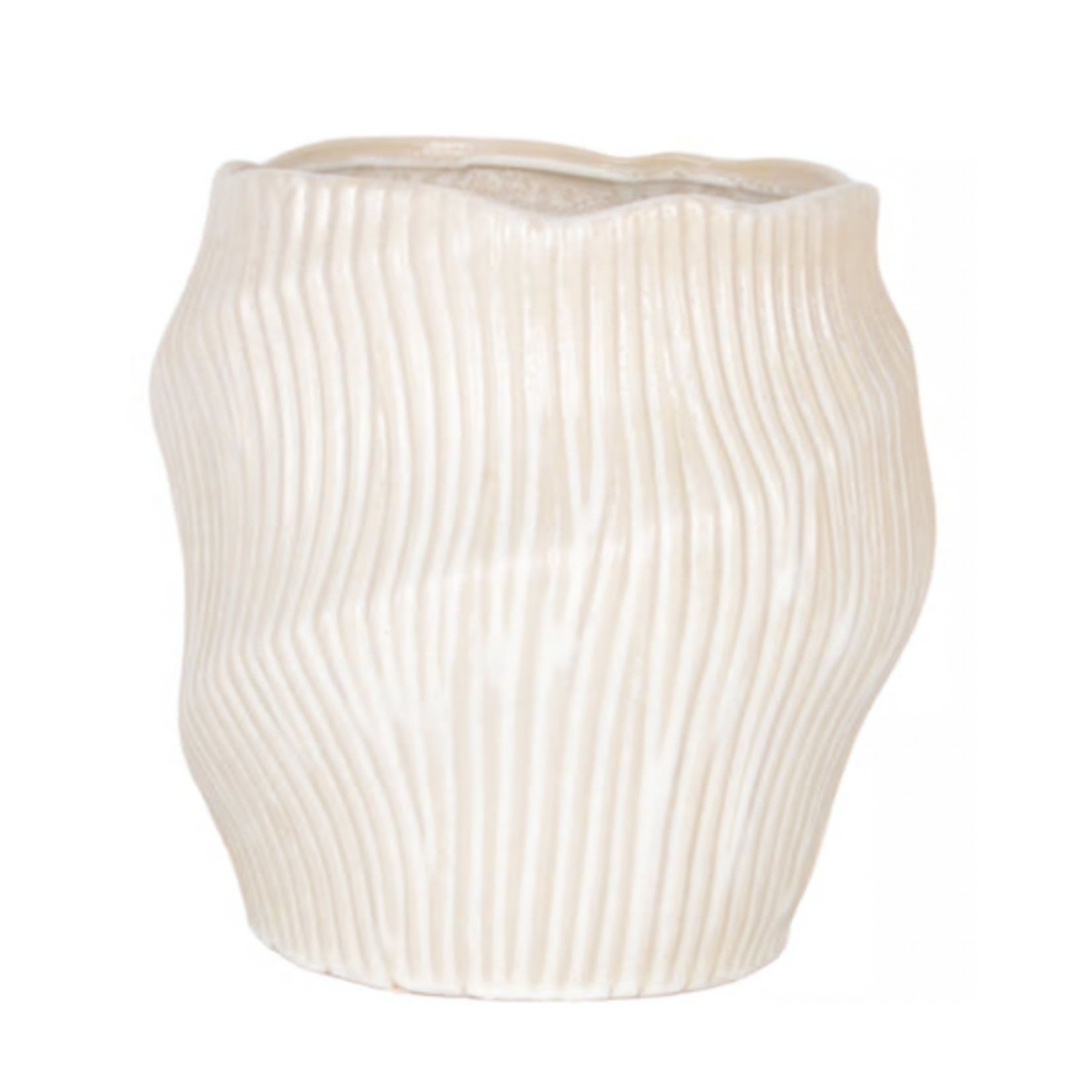 Outside The Box 11" Tihany Cream & White Stoneware Vase