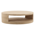 Outside The Box 51" Hilaire Light Natural Aged Oak Wood Round Coffee Table