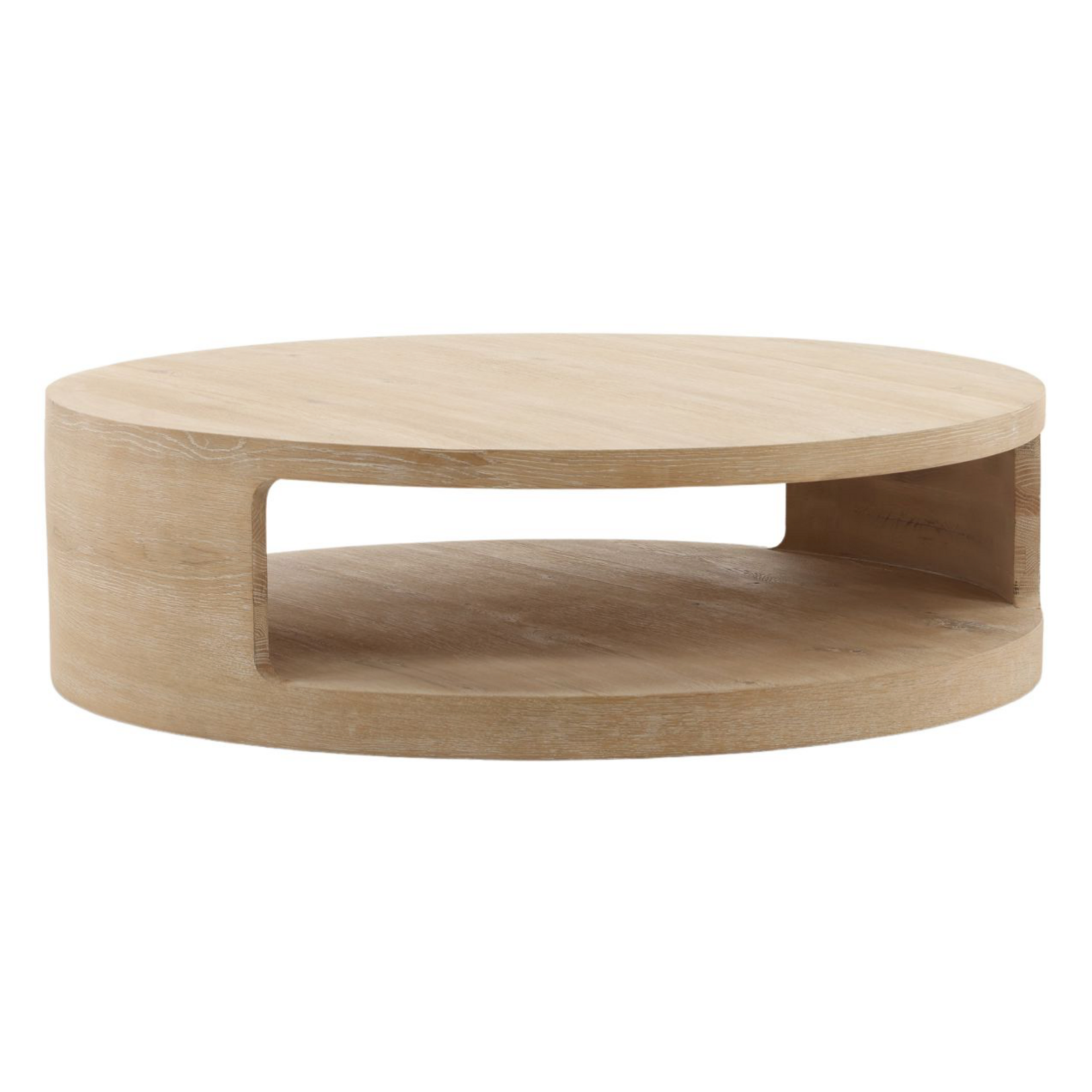 Outside The Box 51" Hilaire Light Natural Aged Oak Wood Round Coffee Table