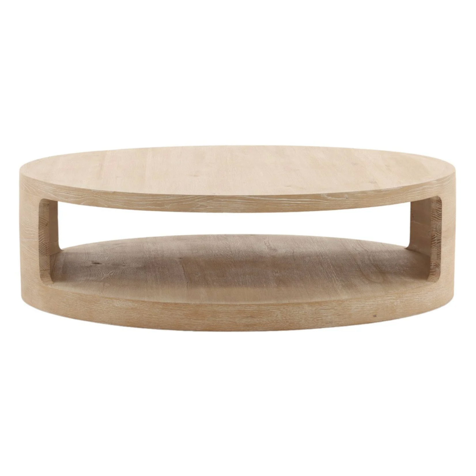 Outside The Box 51" Hilaire Light Natural Aged Oak Wood Round Coffee Table