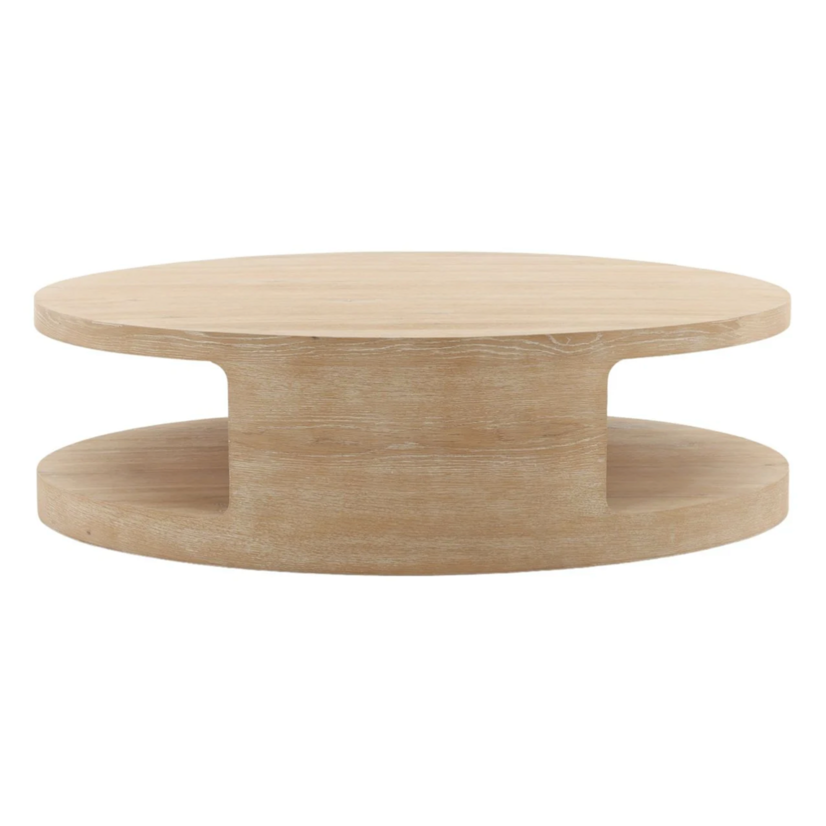 Outside The Box 51" Hilaire Light Natural Aged Oak Wood Round Coffee Table