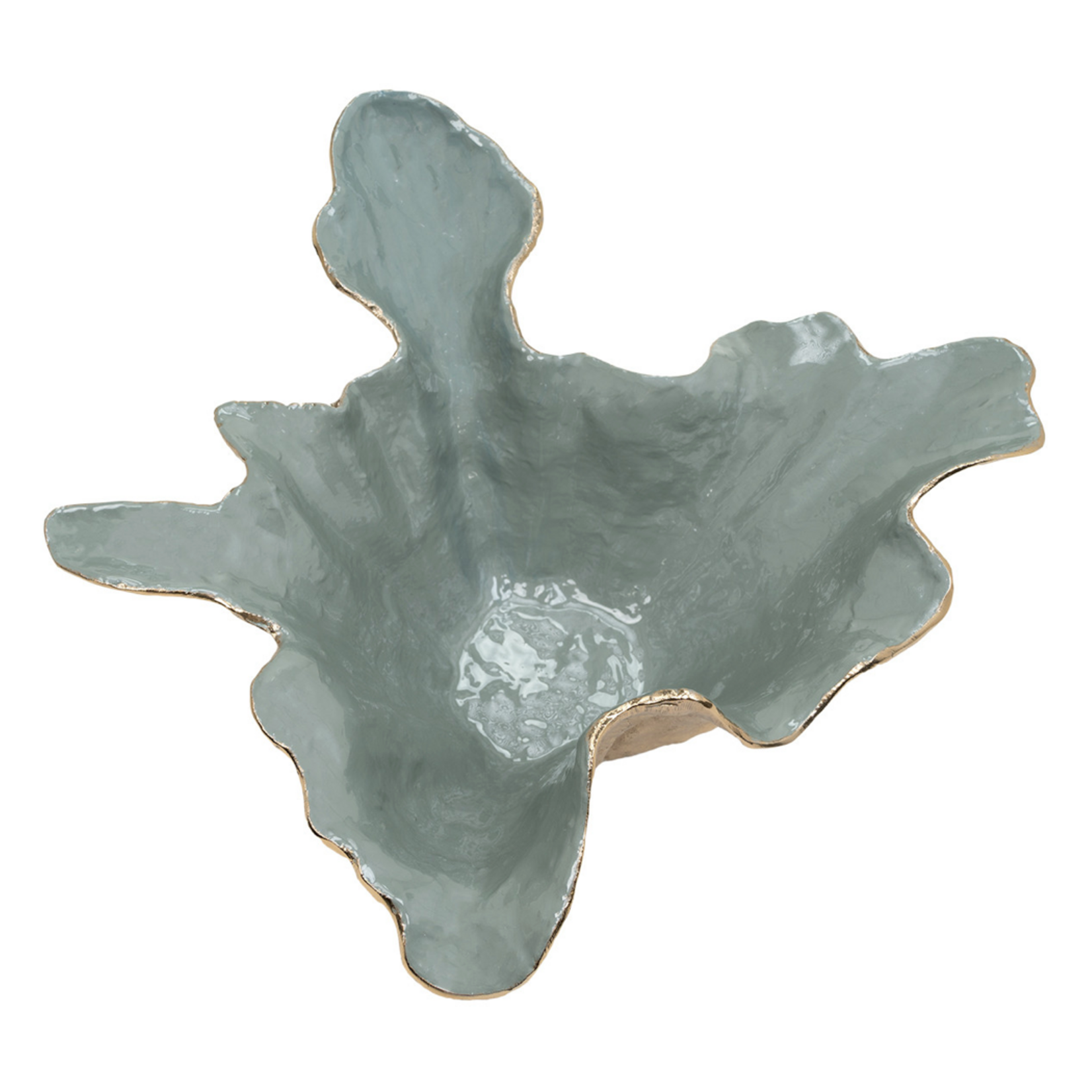 Outside The Box 9" Asaria Green & Antique Gold Aluminum Centerpiece / Bowl