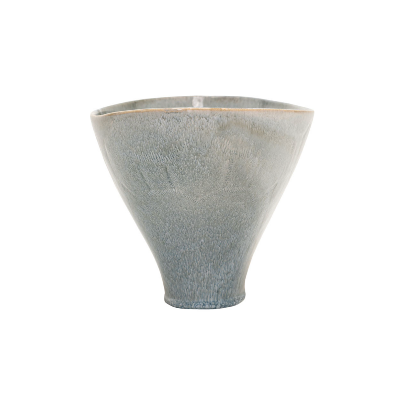 Outside The Box 7" Alarine Blue & Gray Stoneware Oval Vase / Bowl