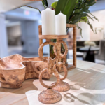 Outside The Box 14" Set Of 2 Hand Crafted Rattan Wrapped Pillar Candleholder