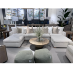 Outside The Box 150x76 Asher Nomad Snow Crypton Performance Harmony Upholstered Lounge Modular Sofa W / 2 Ottoman  102CR-19 (AA)