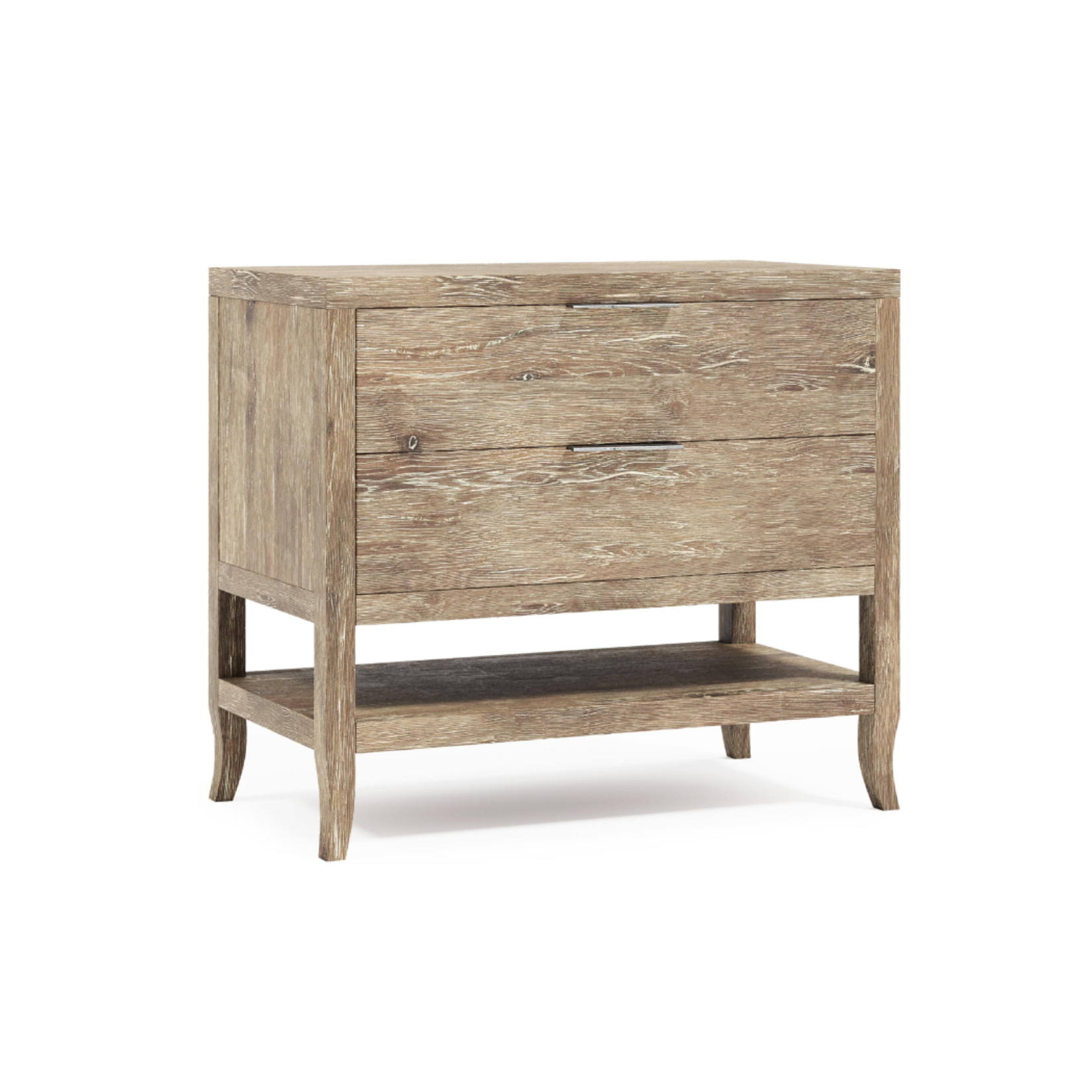 Outside The Box 34x19x30 Tribeca White Oak 2 Drawer Soft-Close USB Port Nightstand