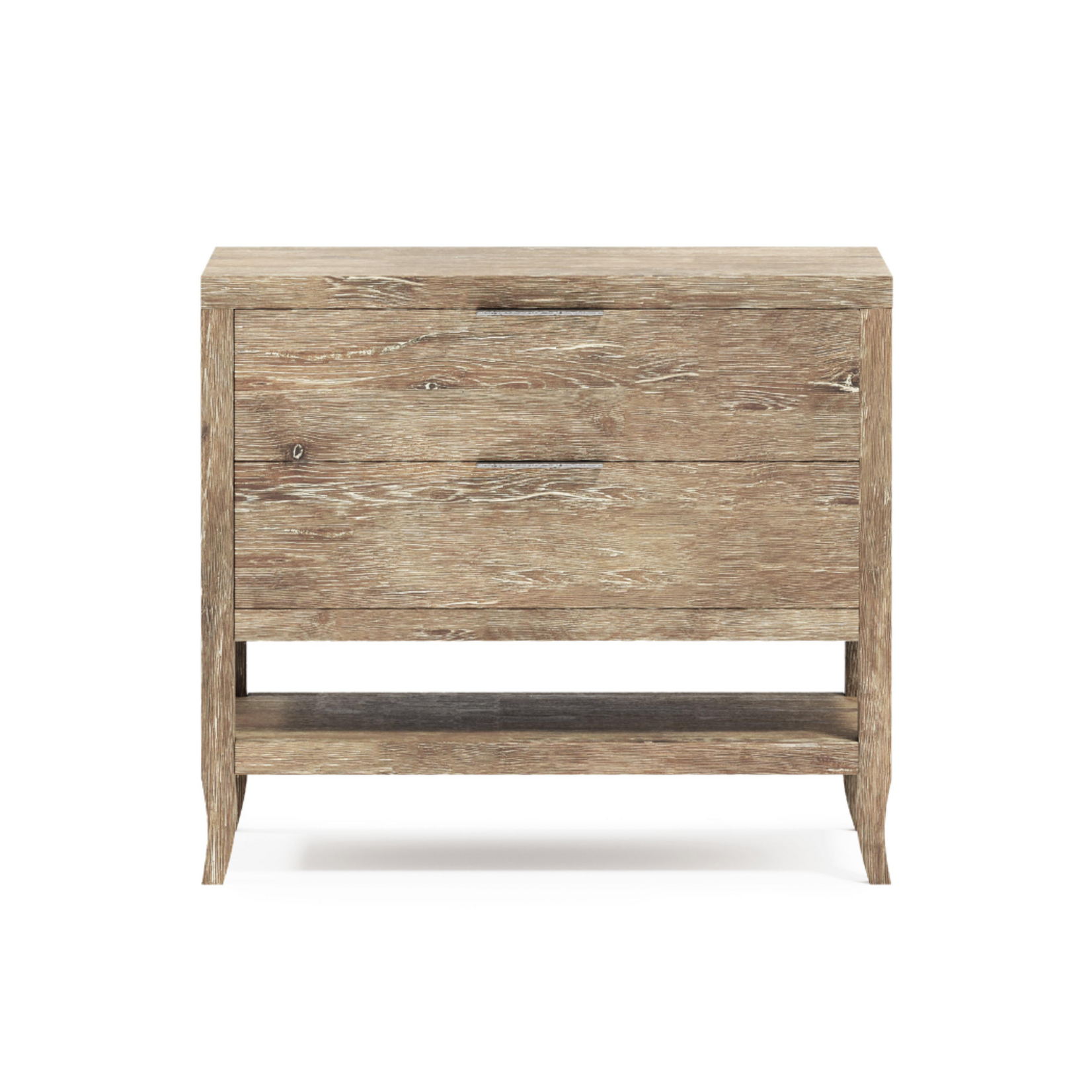 Outside The Box 34x19x30 Tribeca White Oak 2 Drawer Soft-Close USB Port Nightstand