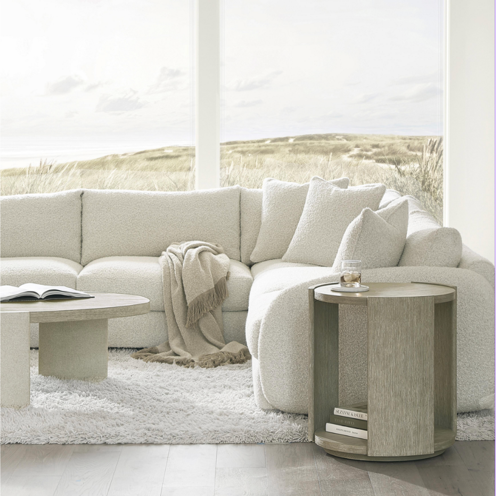 Outside The Box 24x24x25 Arcadia White Oak Round Side Table