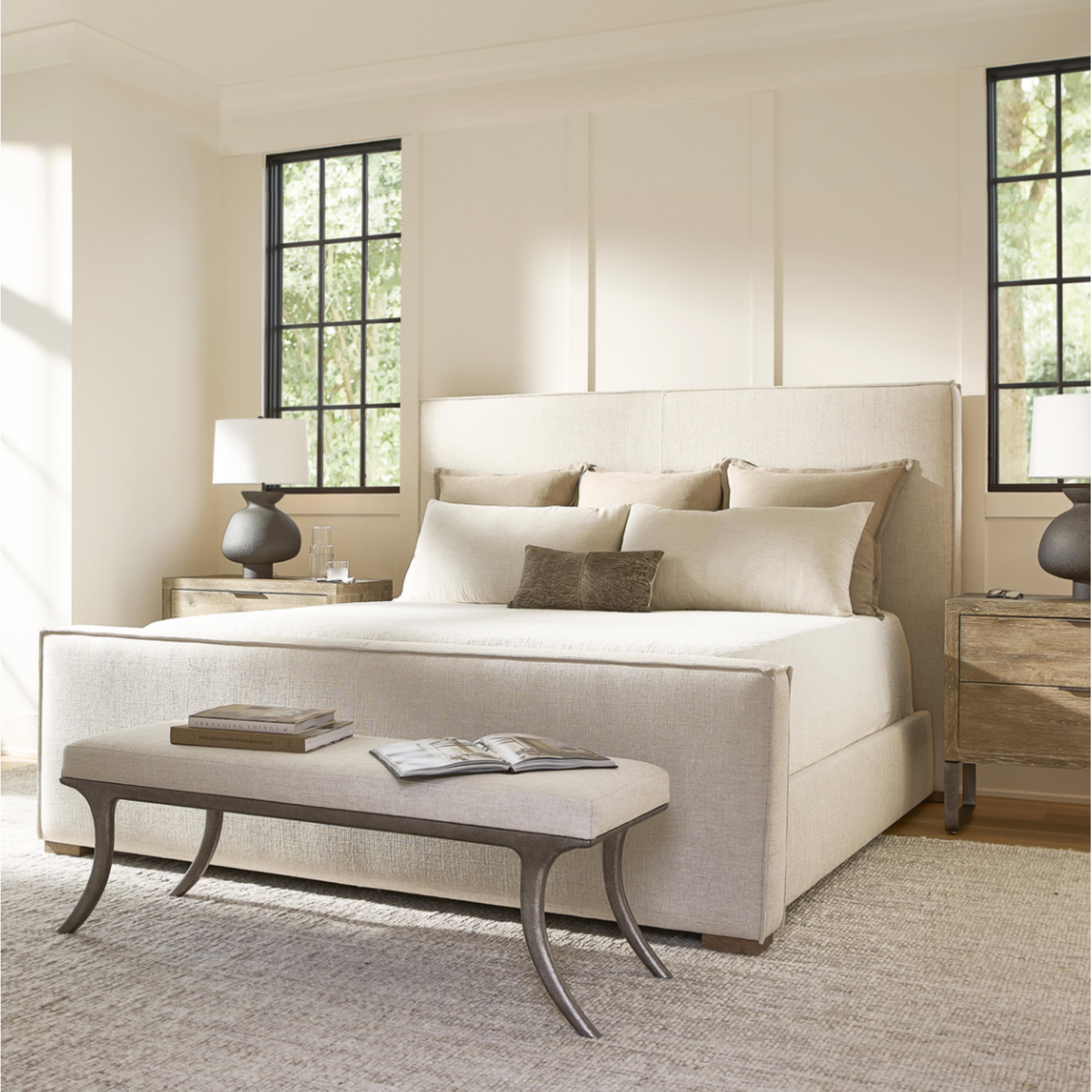 Outside The Box 87x100x60 Tribeca Double Welt Flange Upholstered King Bed (B129)