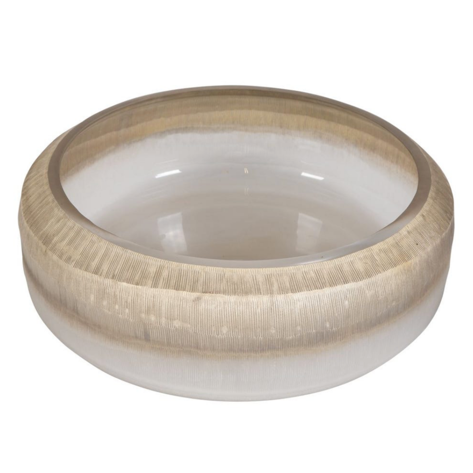 Outside The Box 15" Ombra Neutral Horizon Glass Round Bowl