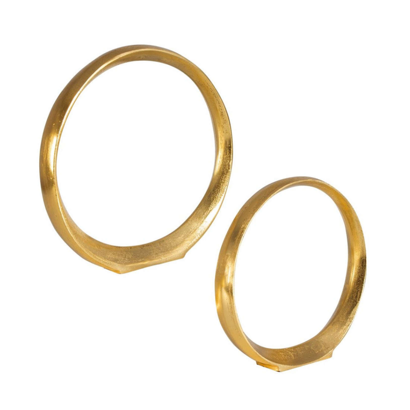 Outside The Box 14" & 12" Set Of 2 Set Of 2 Jimena  Antique Gold Aluminum Ring Sculpture