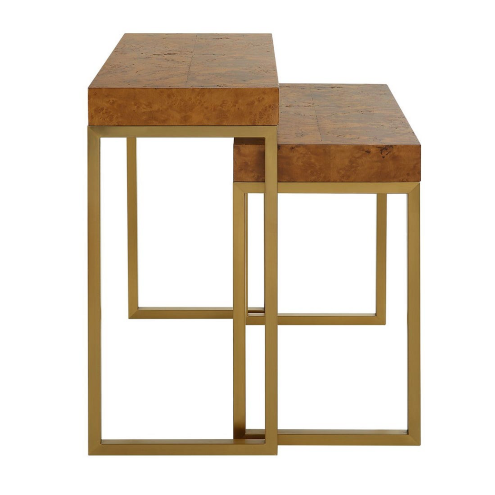 Outside The Box Burl-Esque Mappa & Brass Stainless Steel Nesting Tables