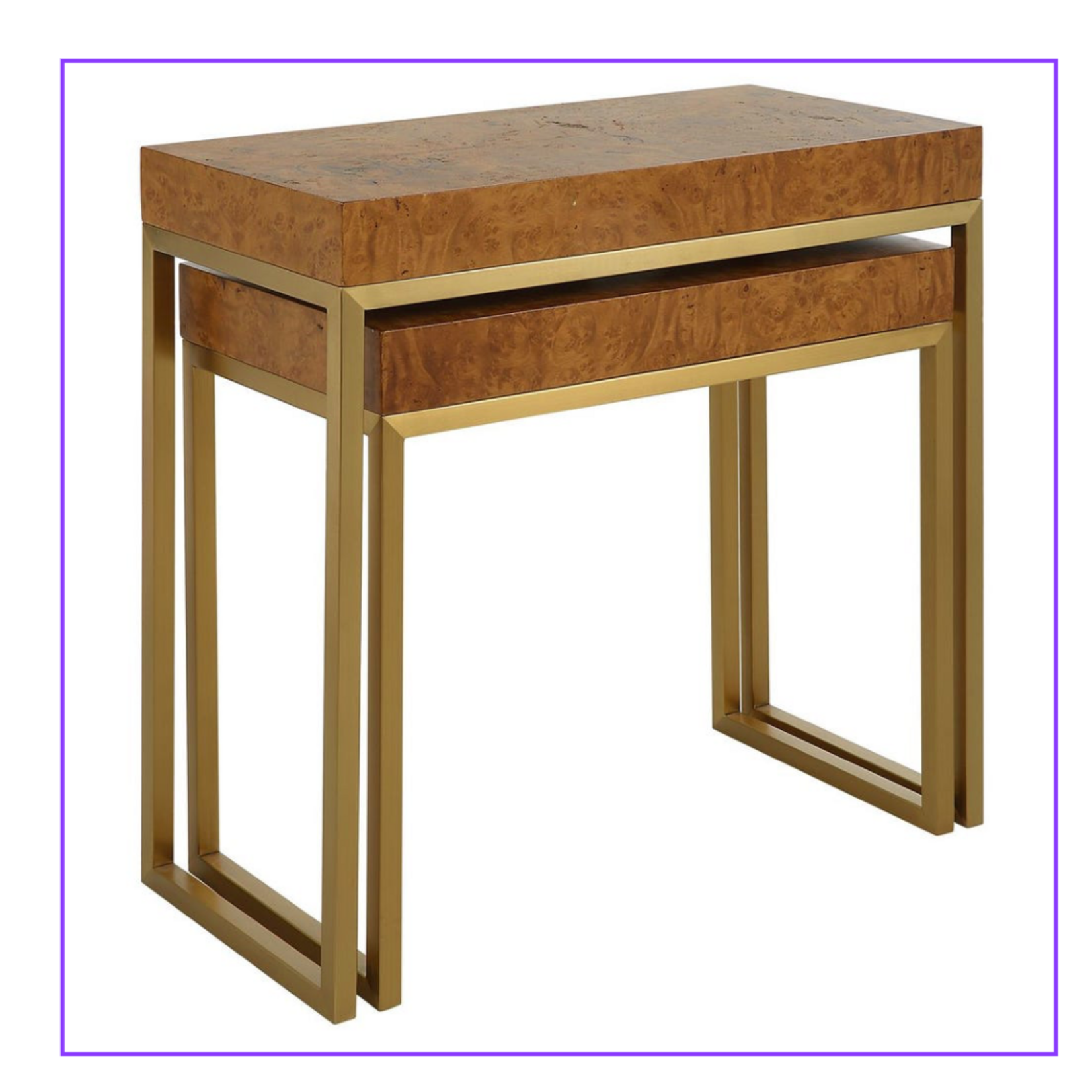 Outside The Box Burl-Esque Mappa & Brass Stainless Steel Nesting Tables