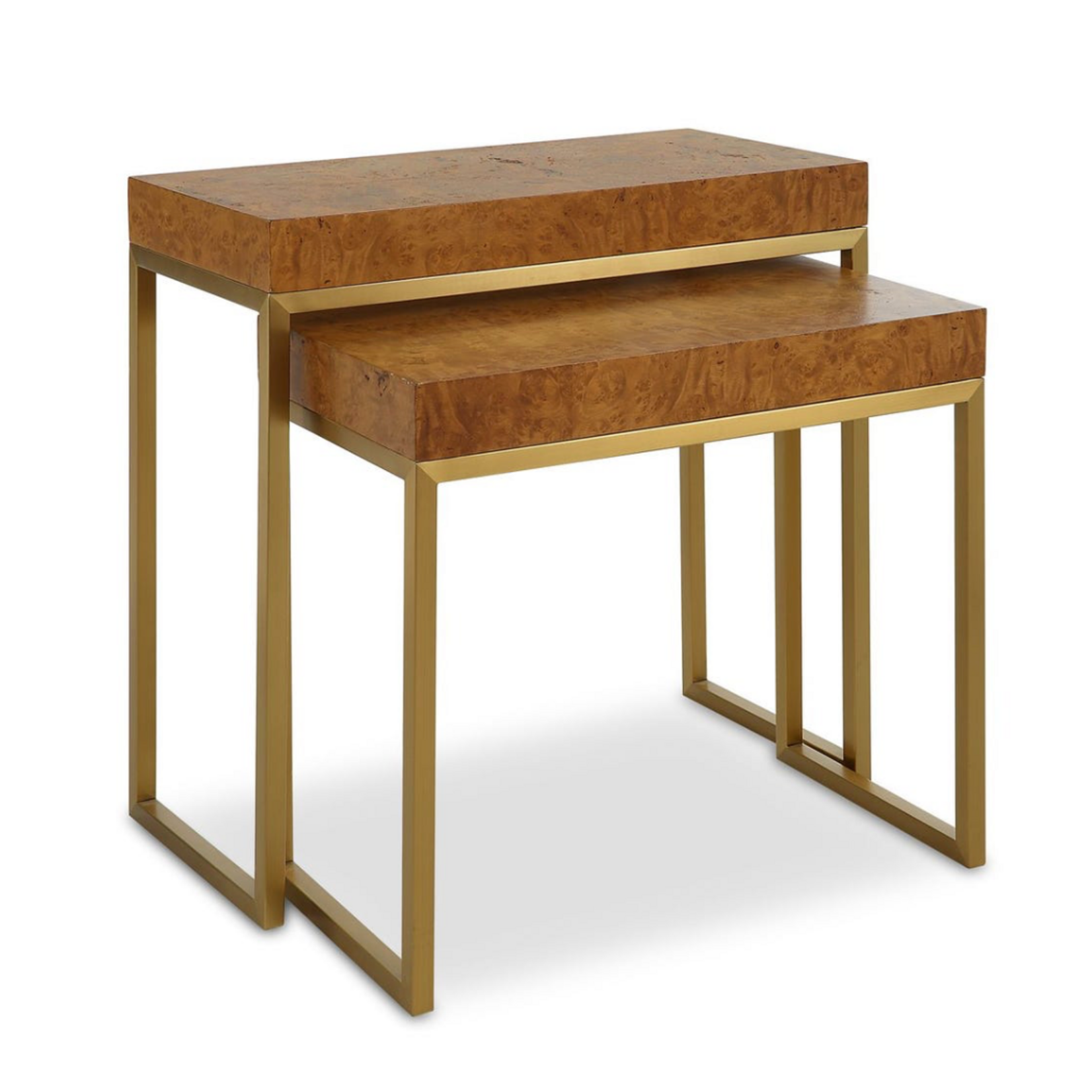 Outside The Box Burl-Esque Mappa & Brass Stainless Steel Nesting Tables