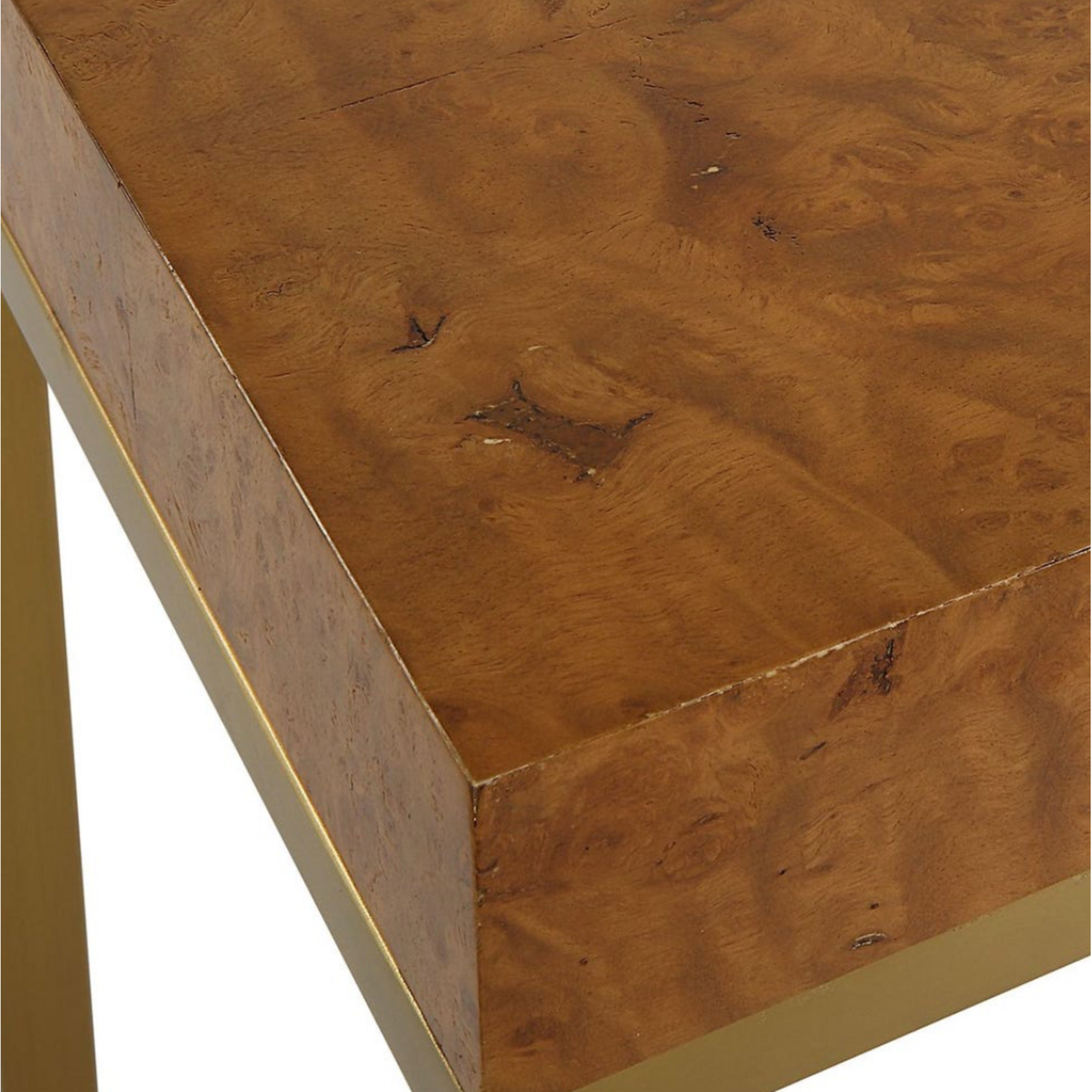 Outside The Box Burl-Esque Mappa & Brass Stainless Steel Nesting Tables