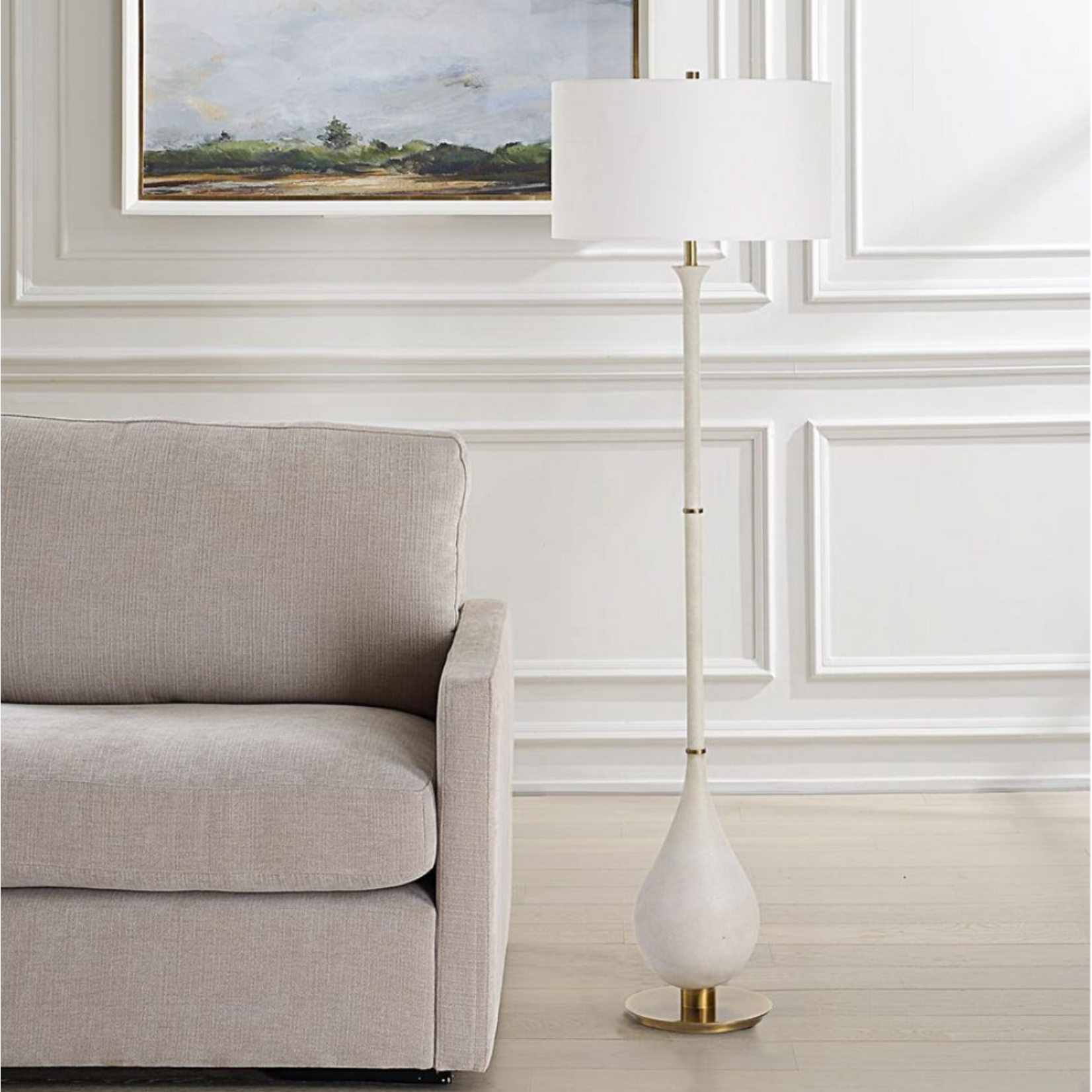 Outside The Box 64" Dewdrop Ivory Man Made Stone Floor Lamp