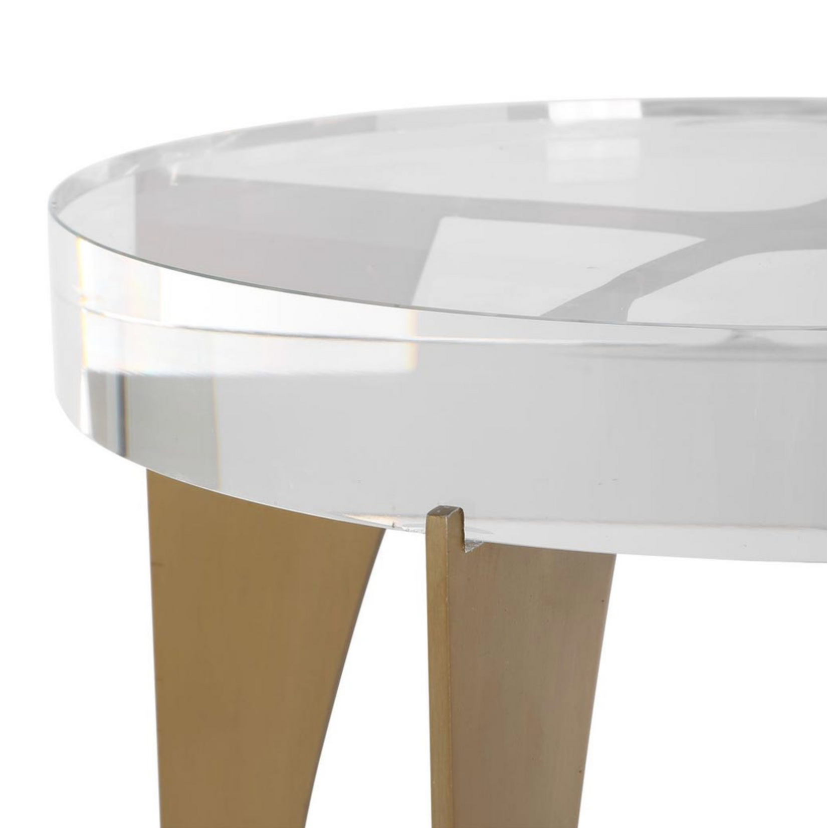 Outside The Box 24x14 Kolkata Crystal & Brass Accent / Cocktail Table