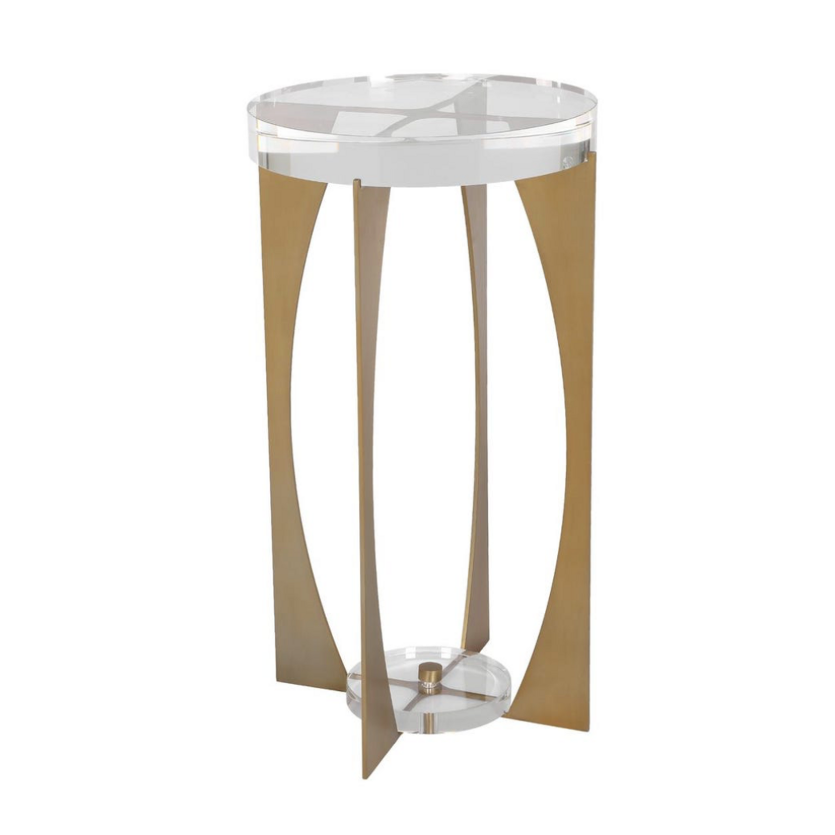 Outside The Box 24x14 Kolkata Crystal & Brass Accent / Cocktail Table