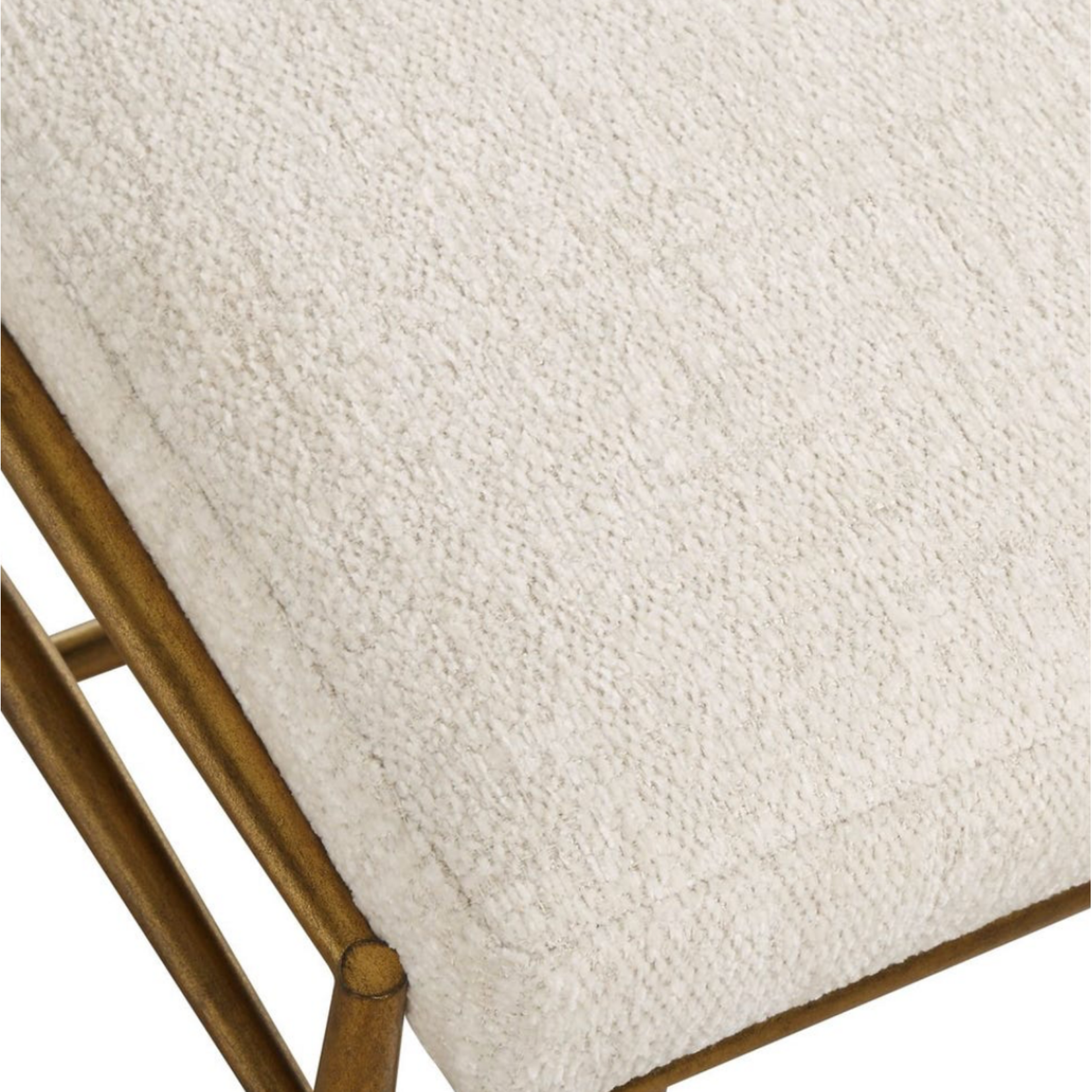 Outside The Box 26x15x21 Karleen Ivory Chenille Performance Fabric& Antique Brass Bench