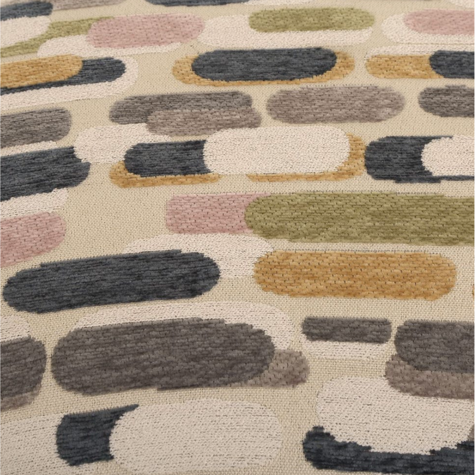 Outside The Box 19x20 Arem Neutral Tones 100% Poly Performance Round Storage Ottoman